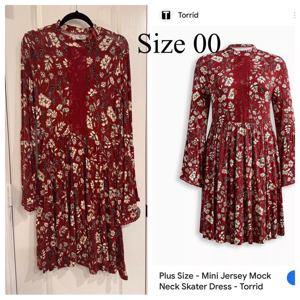 Torrid Burgundy Floral Skater Dress